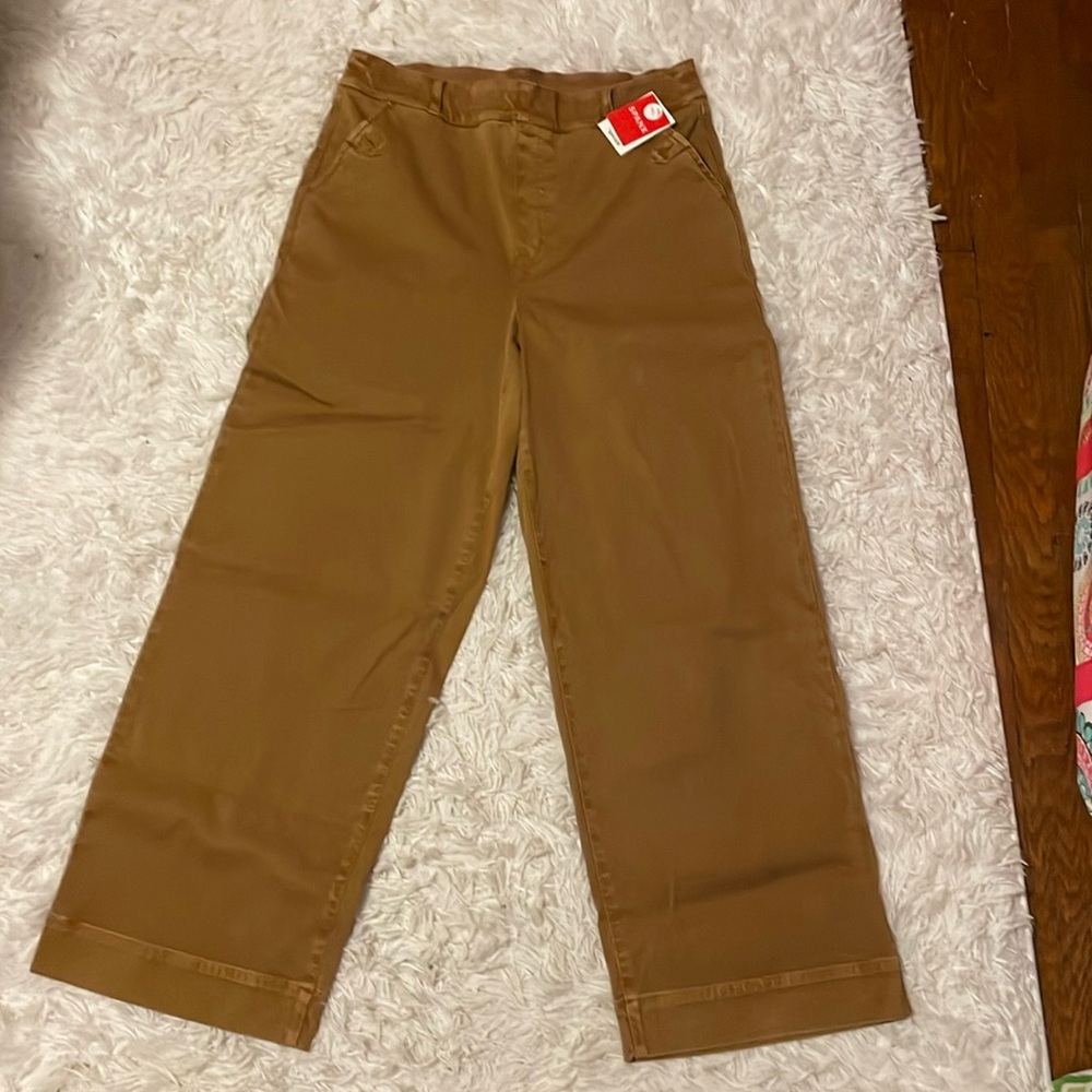 Spanx stretch twill cropped wide leg pant